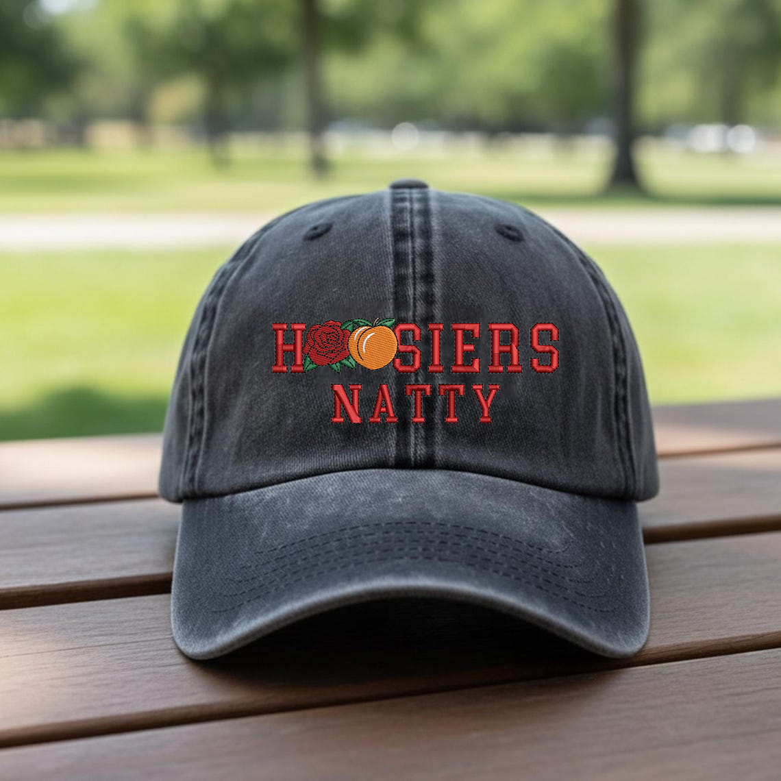 Embroidered Indiana Hoosiers Vintage Style Trucker Hat, Dyed Cap