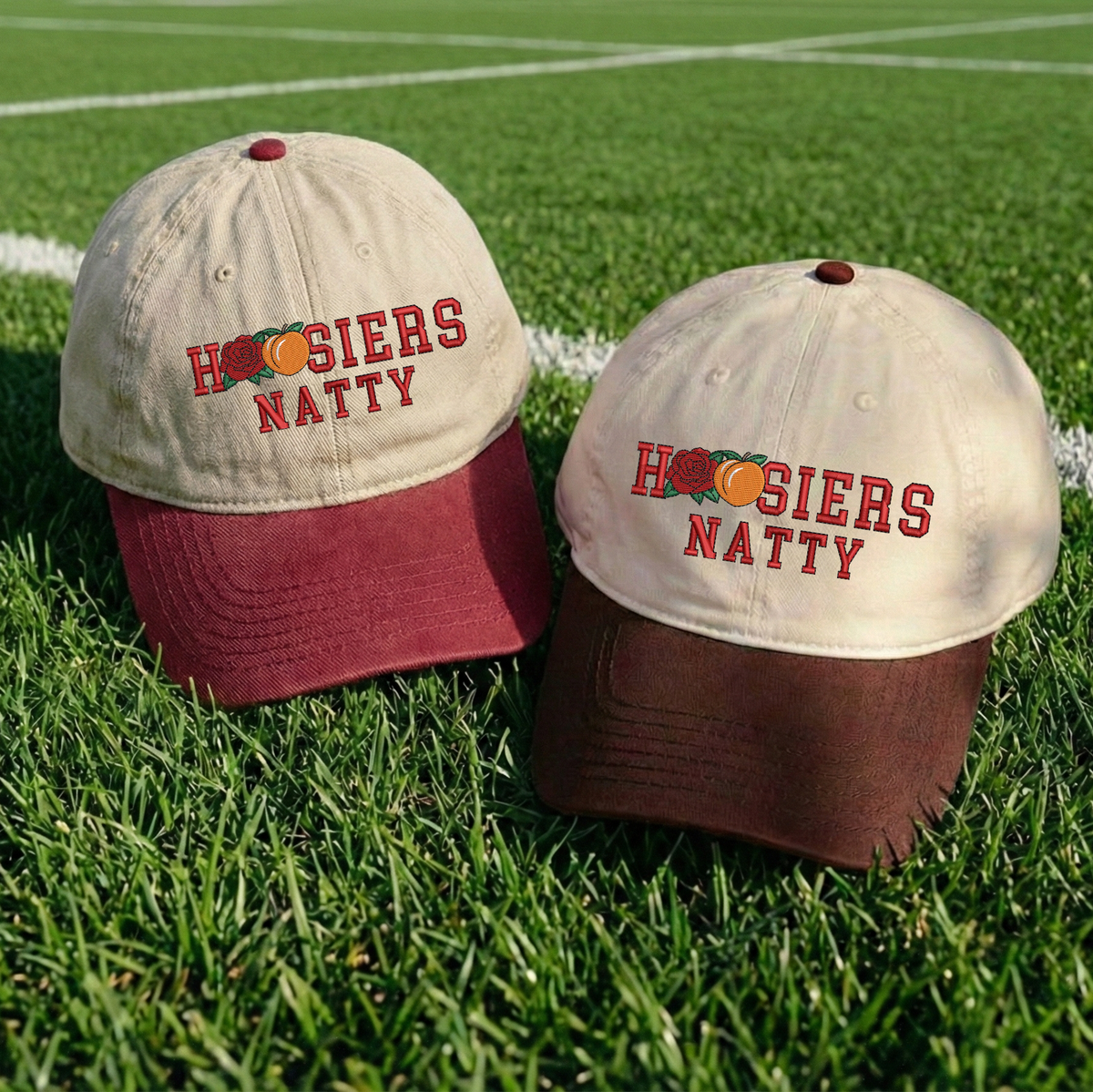 Embroidered Indiana Hoosiers Vintage Style Trucker Hat, Dyed Cap
