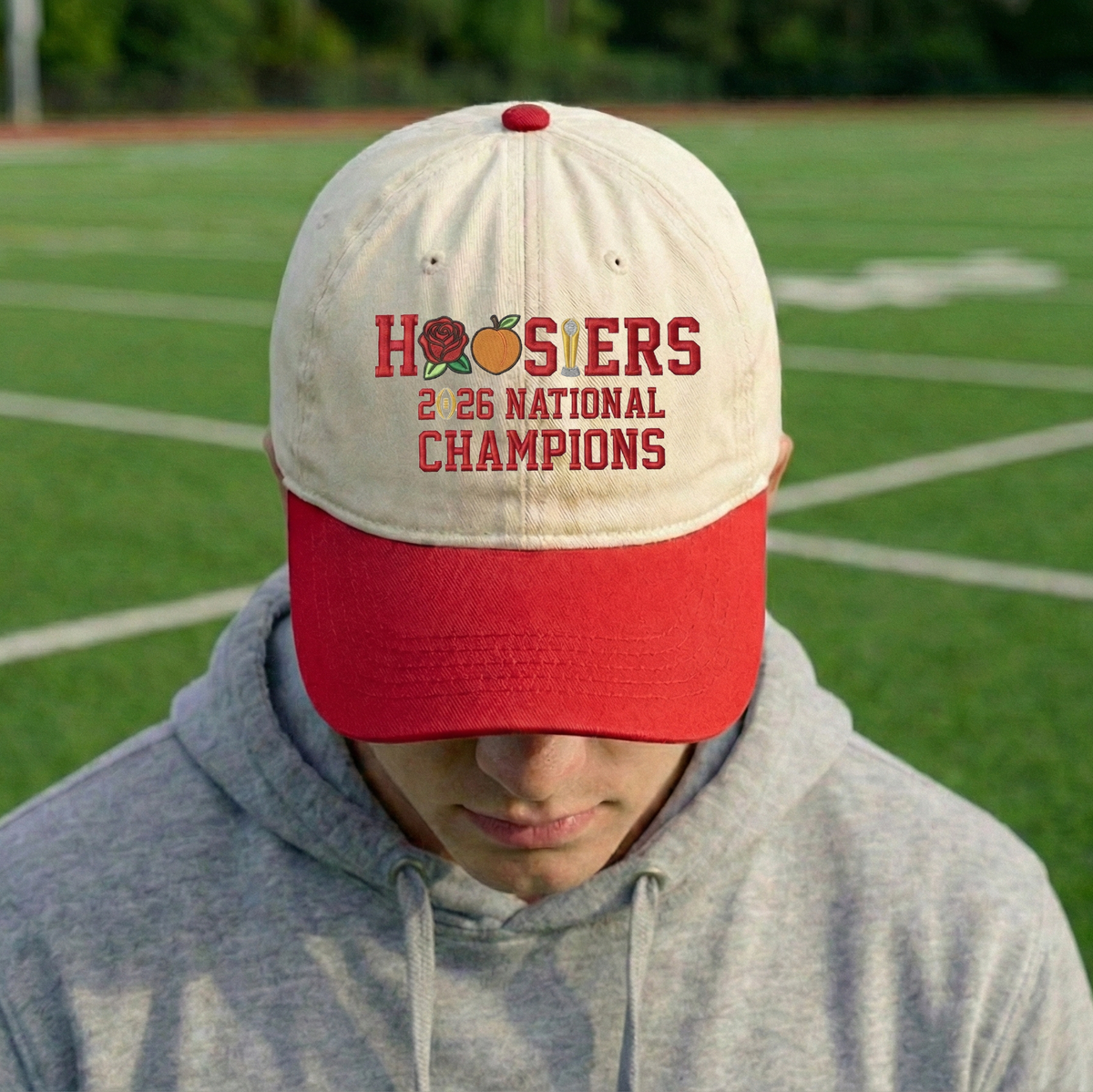 Embroidered Indiana Hoosiers Vintage Style Trucker Hat, Dyed Cap