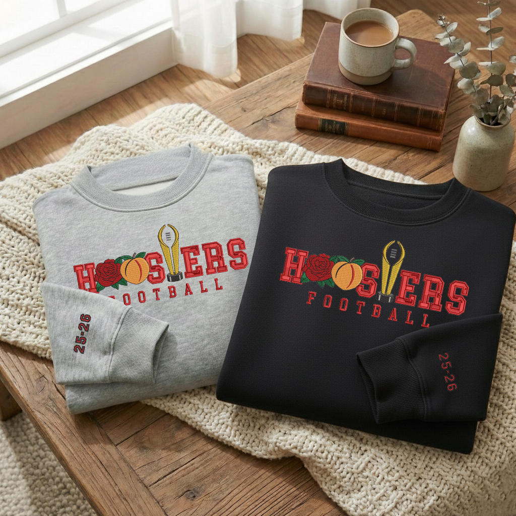 Embroidered Hoosiers Champs Sweatshirt: Rose & Peach Bowl 25/26 Quarter-Zip Sweatshirt, Hoodie Sweatshirt T-Shirt