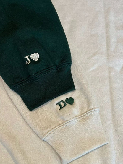 Valentine Embroidered Custom First Letter & Heart Hoodie Sweatshirt T-shirt