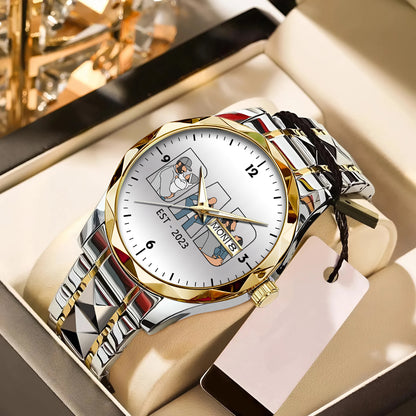 Father's Day Gift For Dad Personalized Alloy Quartz Watch with 3 Family Photos for Dad