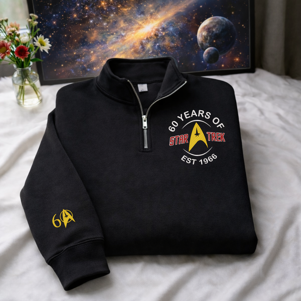 Embroidered The 60th Of Star Trek Quarter-Zip Sweatshirt, Hoodie Sweatshirt T-Shirt