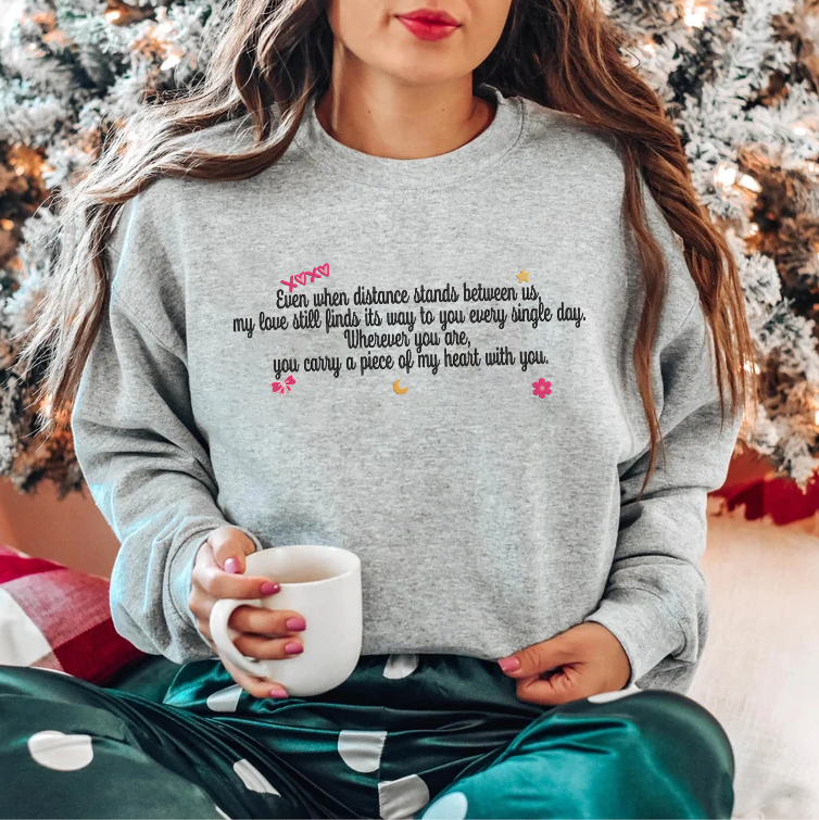 Valentine Personalized Embroidered Custom Message Hoodie Sweatshirt T-Shirt
