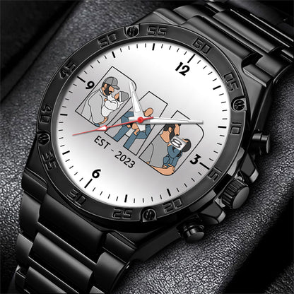 Father's Day Gift For Dad Personalized Alloy Quartz Watch with 3 Family Photos for Dad