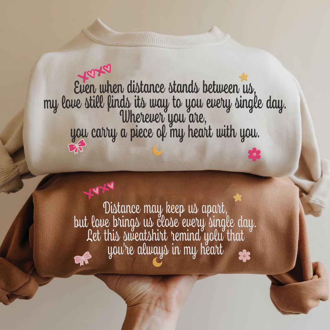 Valentine Personalized Embroidered Custom Message Hoodie Sweatshirt T-Shirt