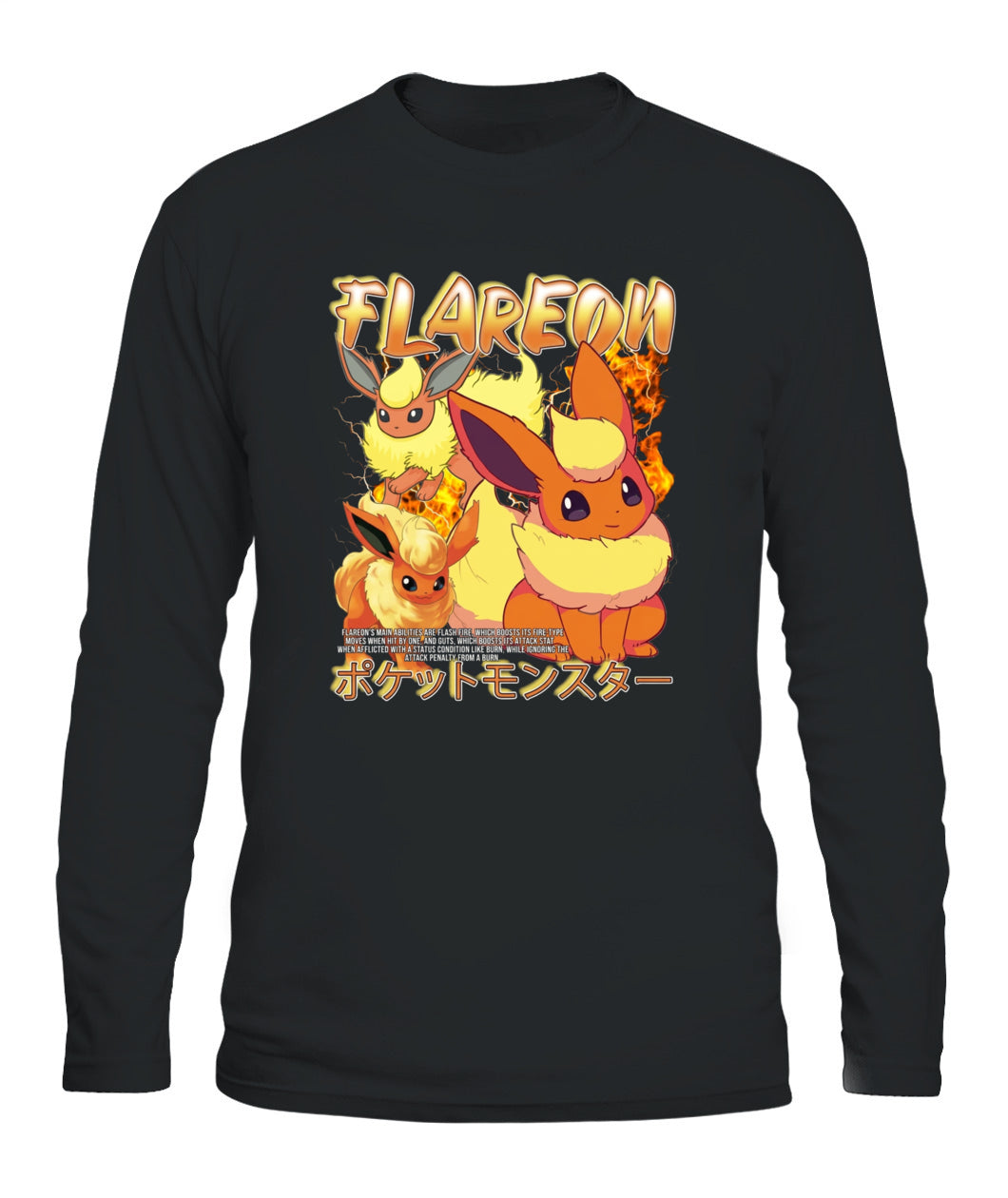 PKM Flareon Printed Graphic Sweatshirt T-Shirt
