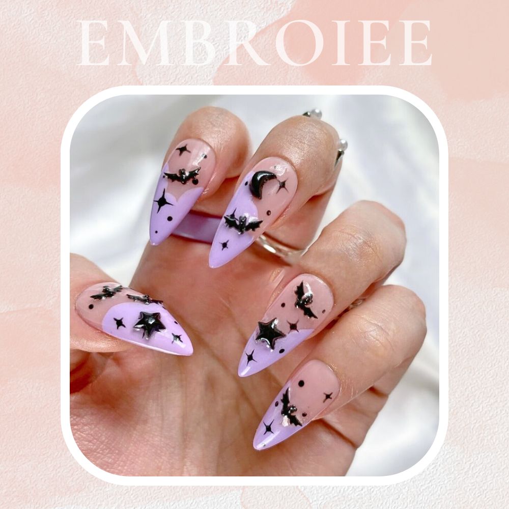 Halloween Spooky Bat Pattern Hand-painted Press On Nails