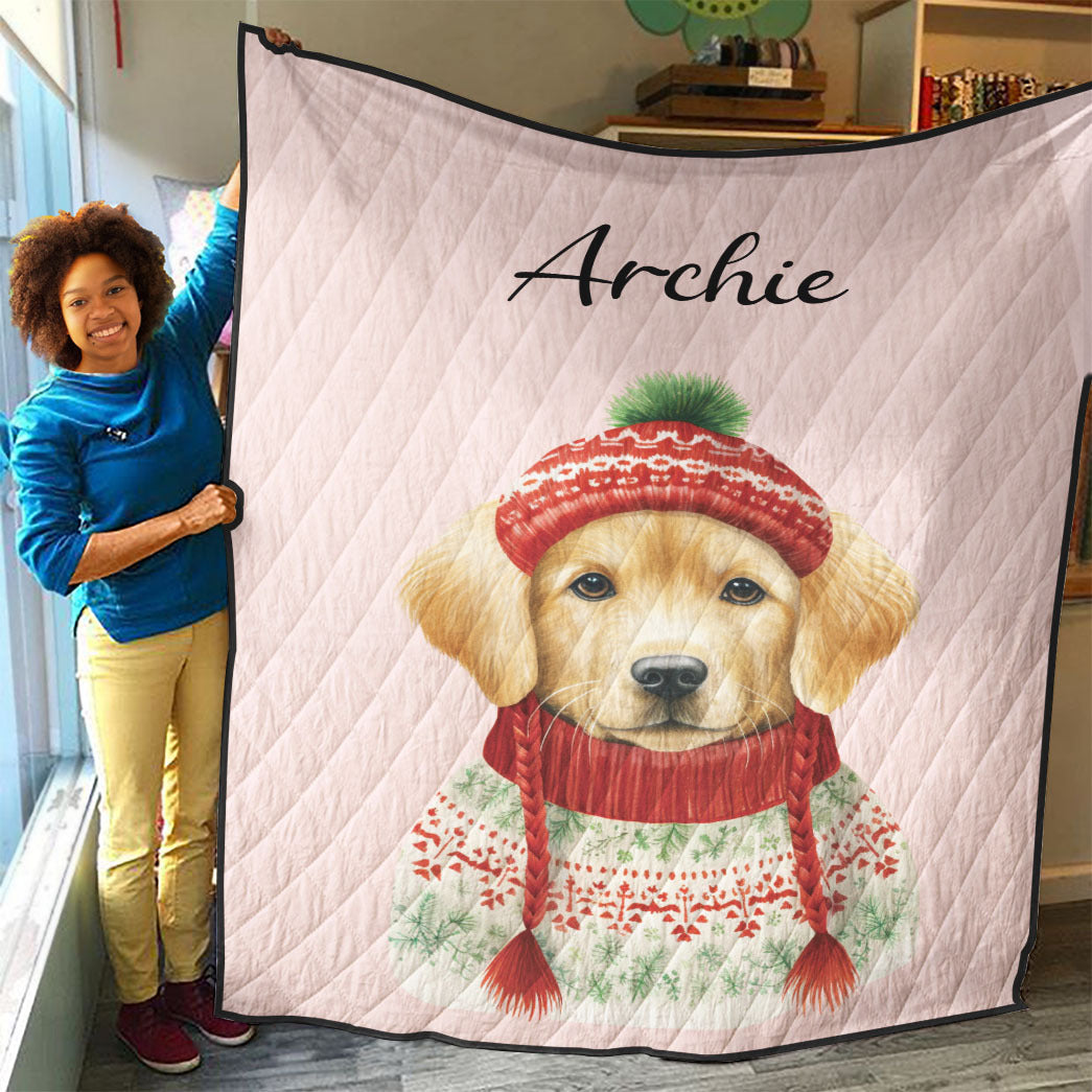 Personalized Pup In Ugly Sweater Custom Quilt