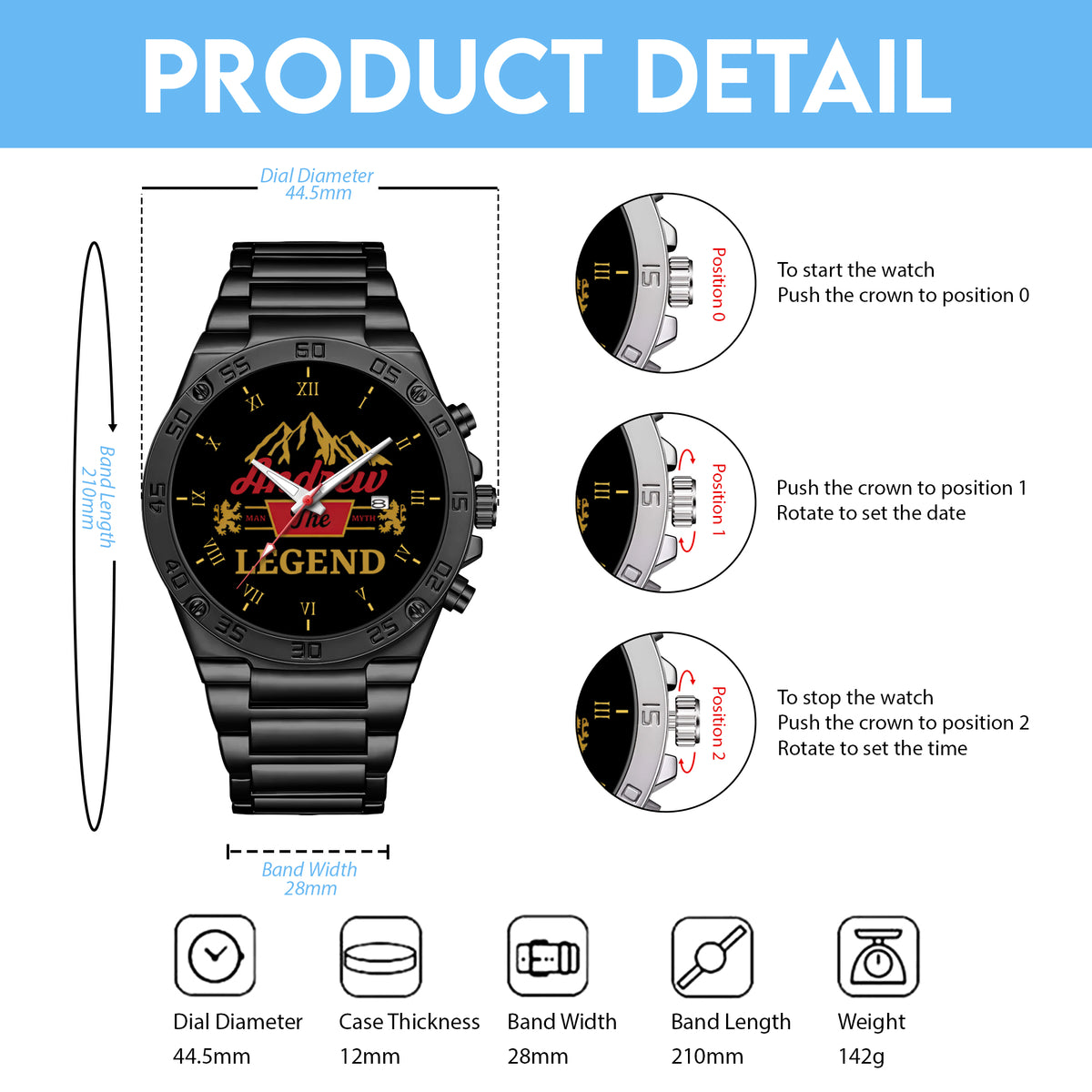 Father's Day Gift For Dad Custom Name The Man The Myth The Legend Limited Edition Watch