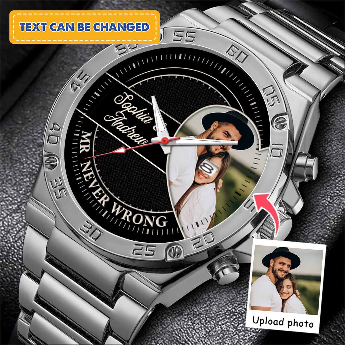 Personalized Heart Couple Photo Keepsake Watches
