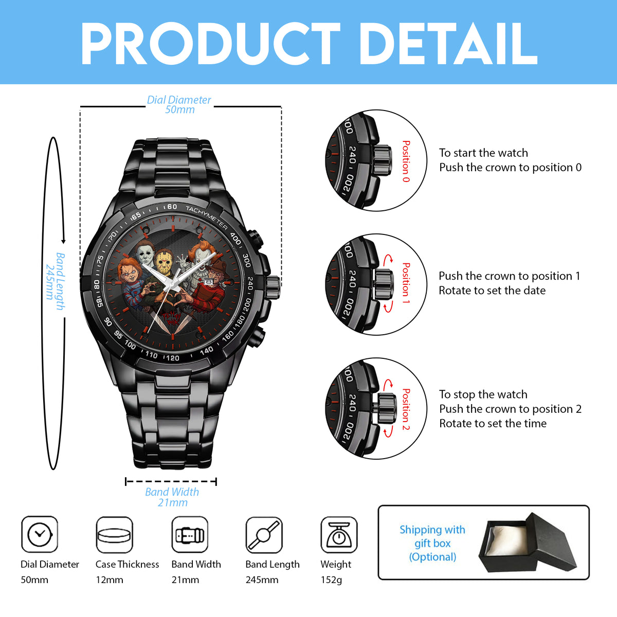 Halloween Horror Personalized Quartz Watch