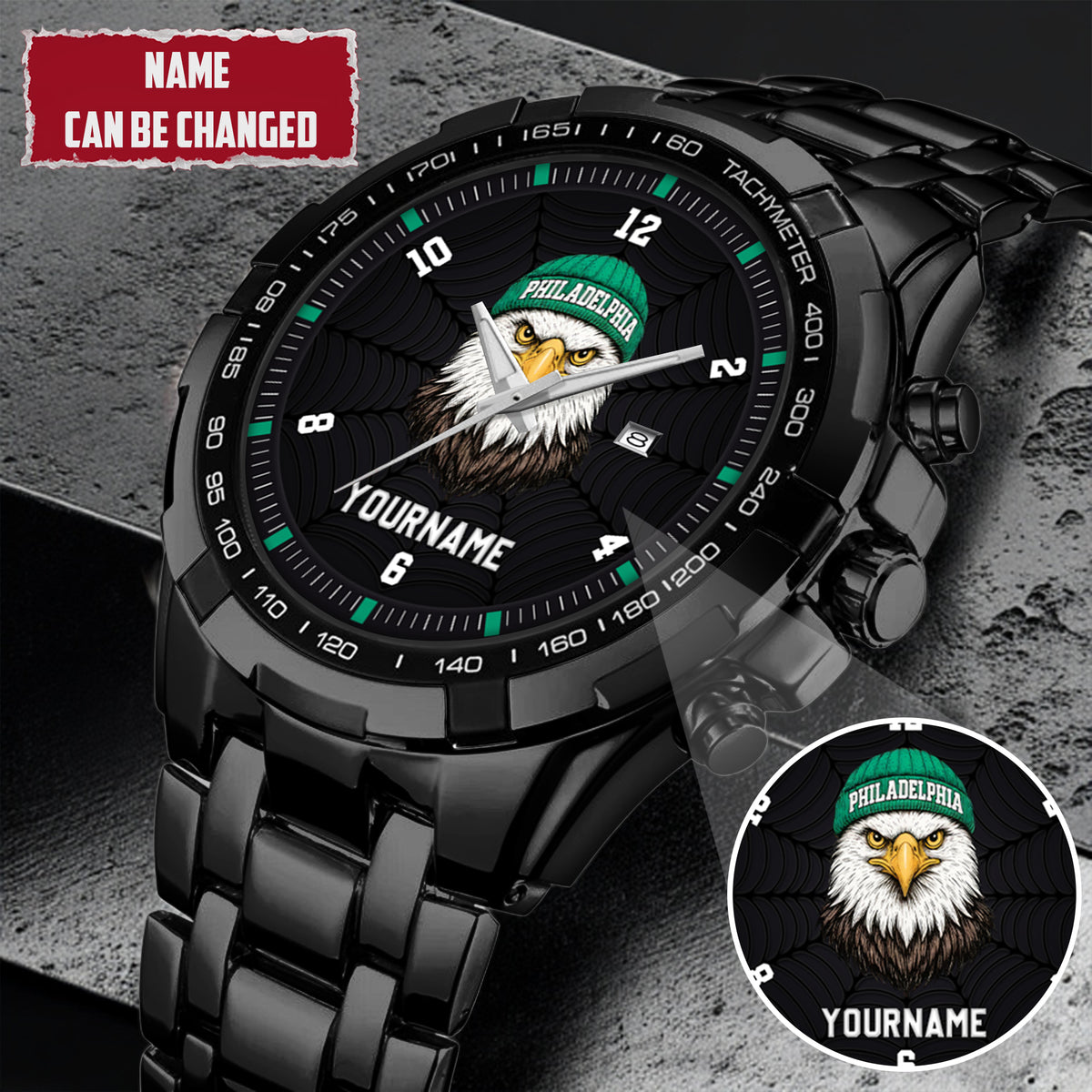 Personalized Retro Mascot Football Custom Name Watch Father's Day Gift For Him
