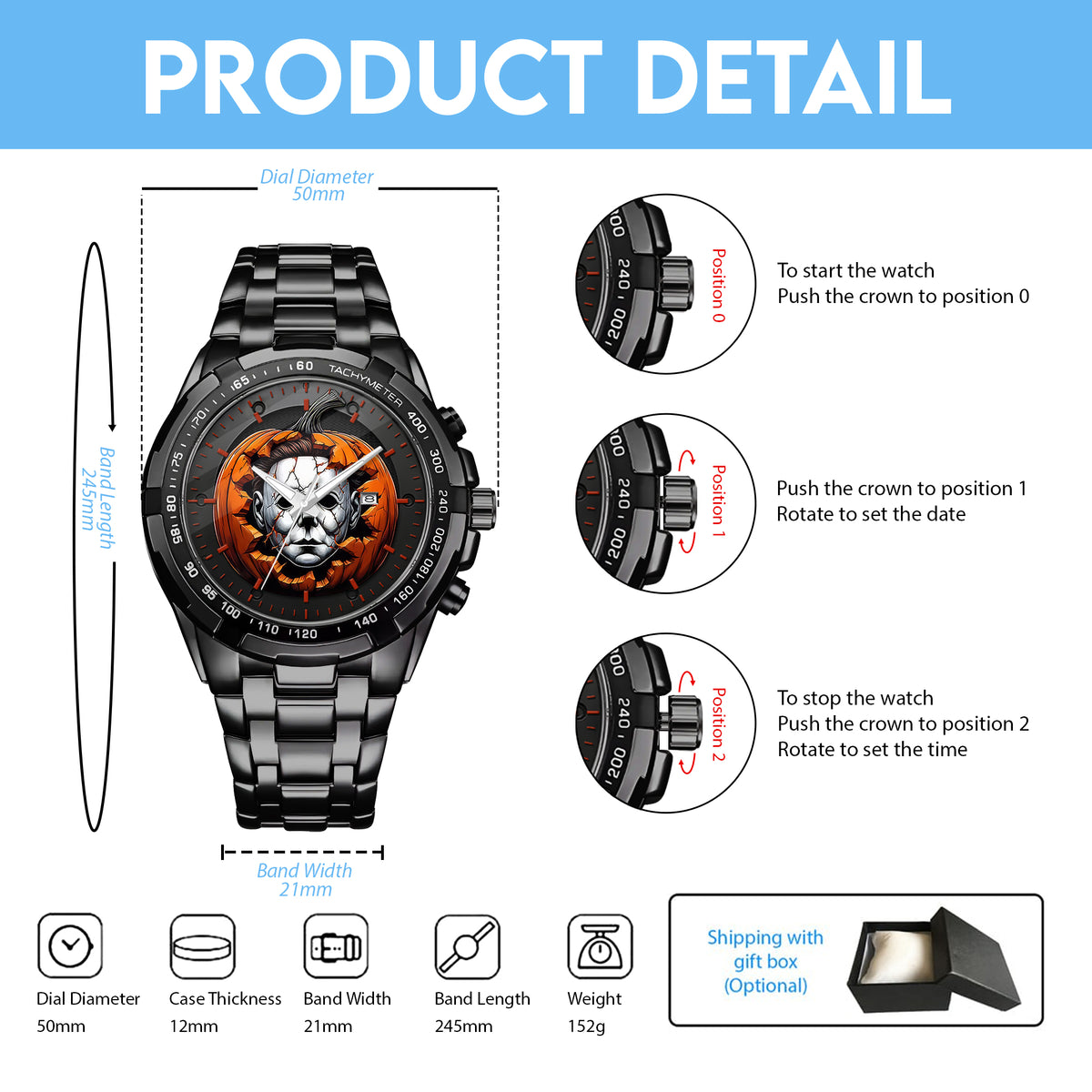 Halloween Horror Movies Personalized Quartz Watch