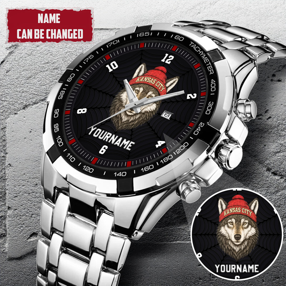 Personalized Retro Mascot Football Custom Name Watch Father's Day Gift For Him