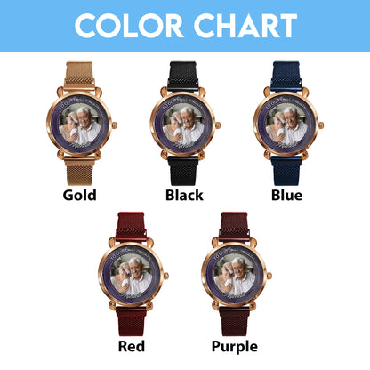 The World's Okayest Husband Personalized Photos Mesh Strap Quartz Watch
