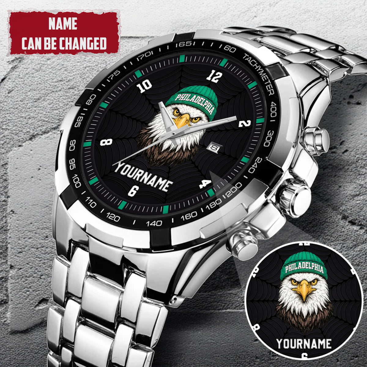 Personalized Retro Mascot Football Custom Name Watch Father's Day Gift For Him