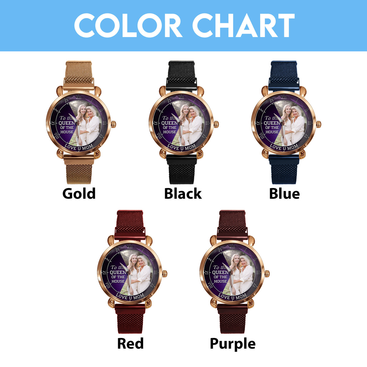 Personalized Family Photo To The Queen Of The House Quartz Watch Mother's Day Gift For Mom