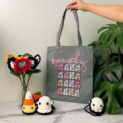 Mama Spooky Halloween Tote Bag, Trick or Treat Totes, Halloween Bags, Spooky Season