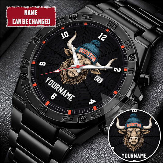 Personalized Retro Mascot Football Custom Name Watch Father's Day Gift For Him