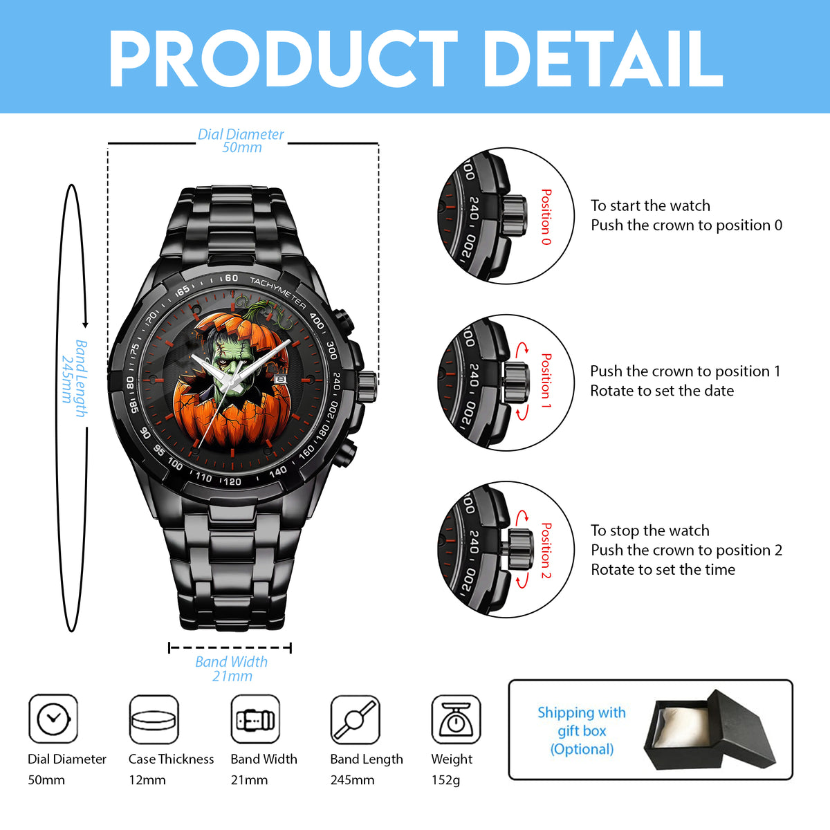 Halloween Horror Movies Personalized Quartz Watch
