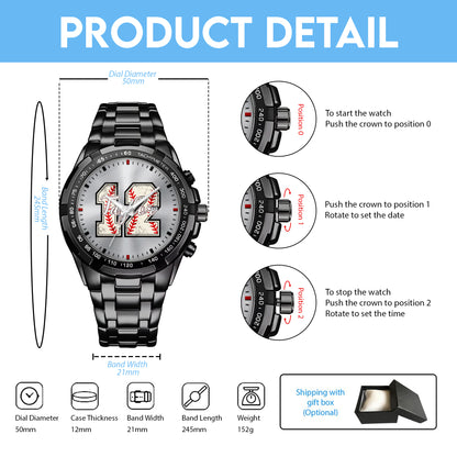 Personalized Baseball Custom Name & Number Watch Father's Day Gift For Him