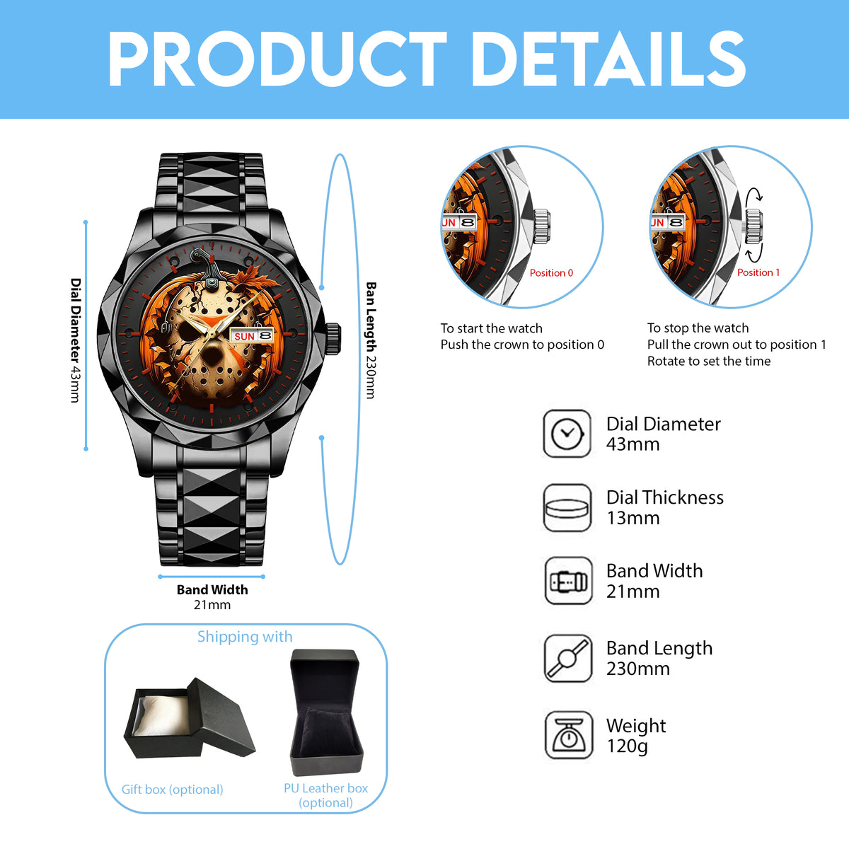 Halloween Horror Movies Personalized Quartz Watch