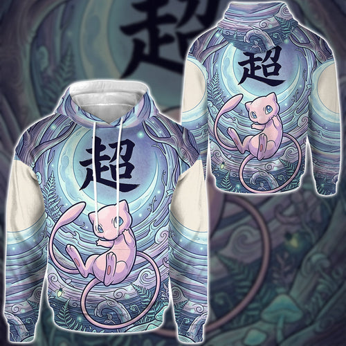 Anime PKM Mew Japanese Kanji Aesthetic All Over Printed Sweatshirt Hoodie Zip Hoodie T-Shirt