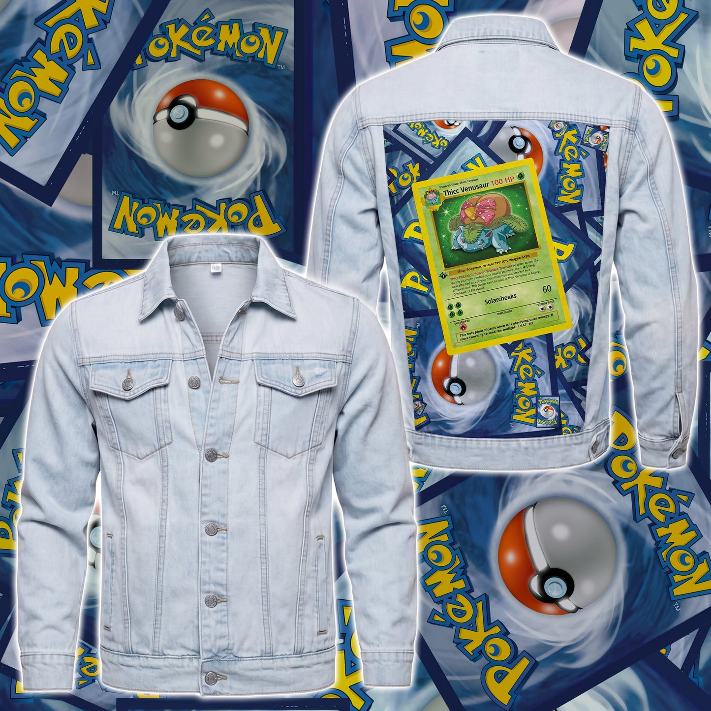 PKM Thicc Venusaur Custom Lightweight Denim Jacket