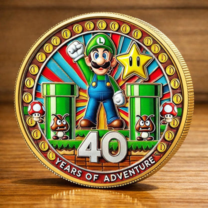 Super Mario 40th Anniversary Printed Commemorative Coin – Limited Edition Gaming Collector’s Coin