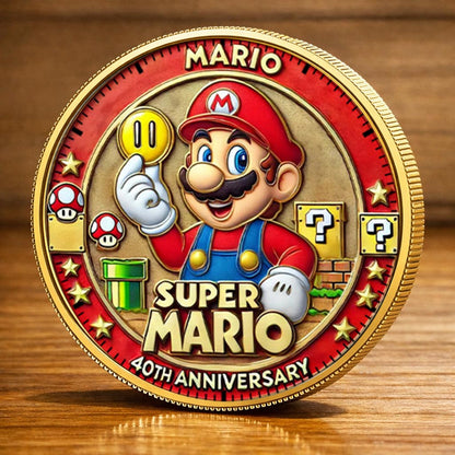 Super Mario 40th Anniversary Printed Commemorative Coin – Limited Edition Gaming Collector’s Coin