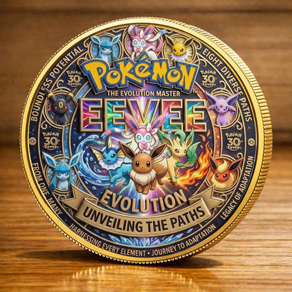 Poke 30th Anniversary Eevee Evolution Printed Commemorative Coin
