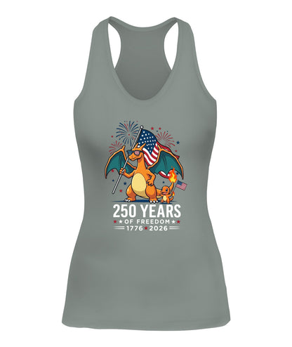 Charizard Charmander 250 Years of Freedom 1776–2026 Patriotic Printed Graphic Hoodie Sweatshirt T-Shirt