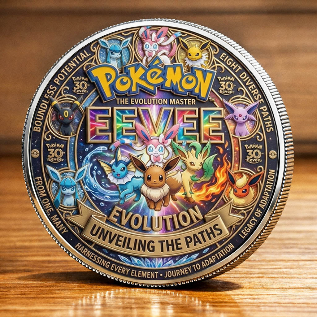 Poke 30th Anniversary Eevee Evolution Printed Commemorative Coin