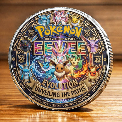 Poke 30th Anniversary Eevee Evolution Printed Commemorative Coin