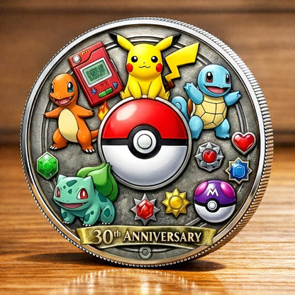 Poke 30th Anniversary Monster Trainer Commemorative Collector Edition Fantasy Printed Coin