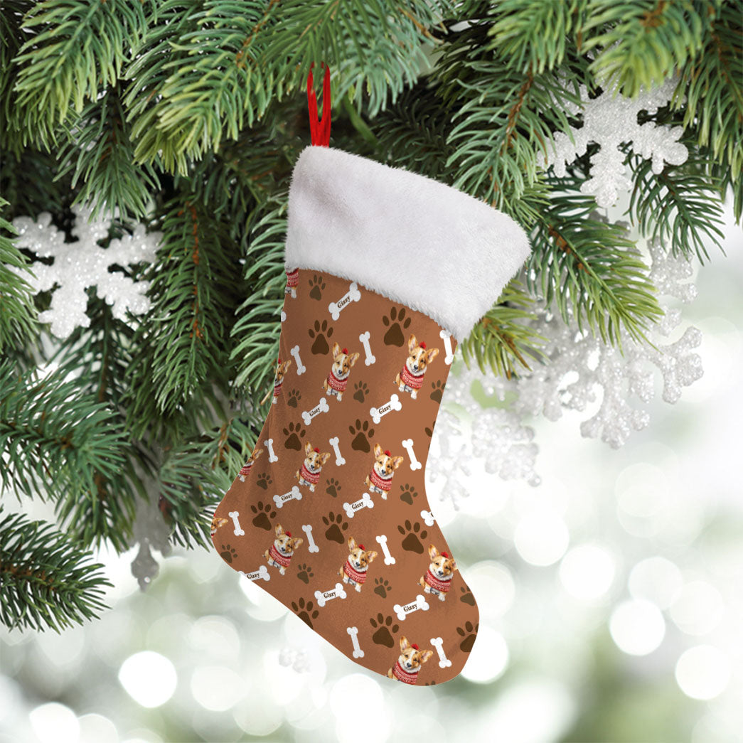 Personalized Pup In Ugly Sweater Stockings