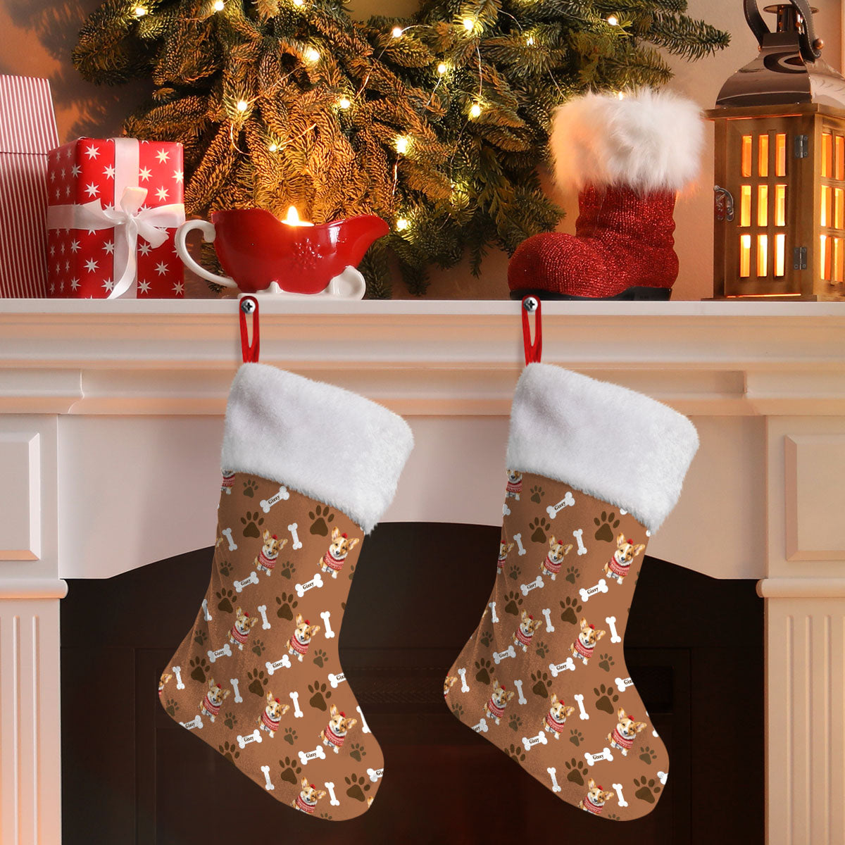 Personalized Pup In Ugly Sweater Stockings