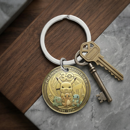 Pokémon 30th Anniversary Stainless Steel Round Keychain