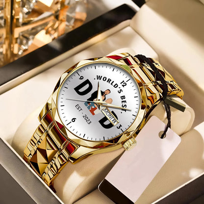 Father's Day Gift For Dad Personalized Alloy World's Best Dad Quartz Watch with Family Photos