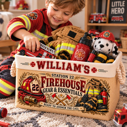 Personalized Firefighter Storage Basket, Custom Name and Station Number, Firehouse Organizer, Firefighter Gift