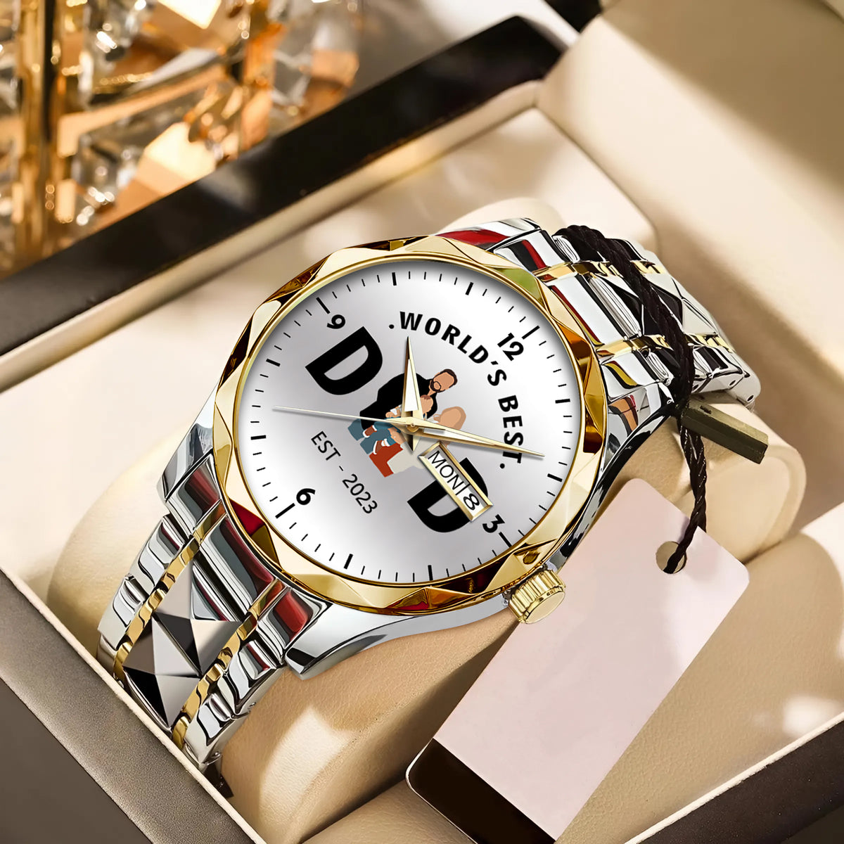 Father's Day Gift For Dad Personalized Alloy World's Best Dad Quartz Watch with Family Photos