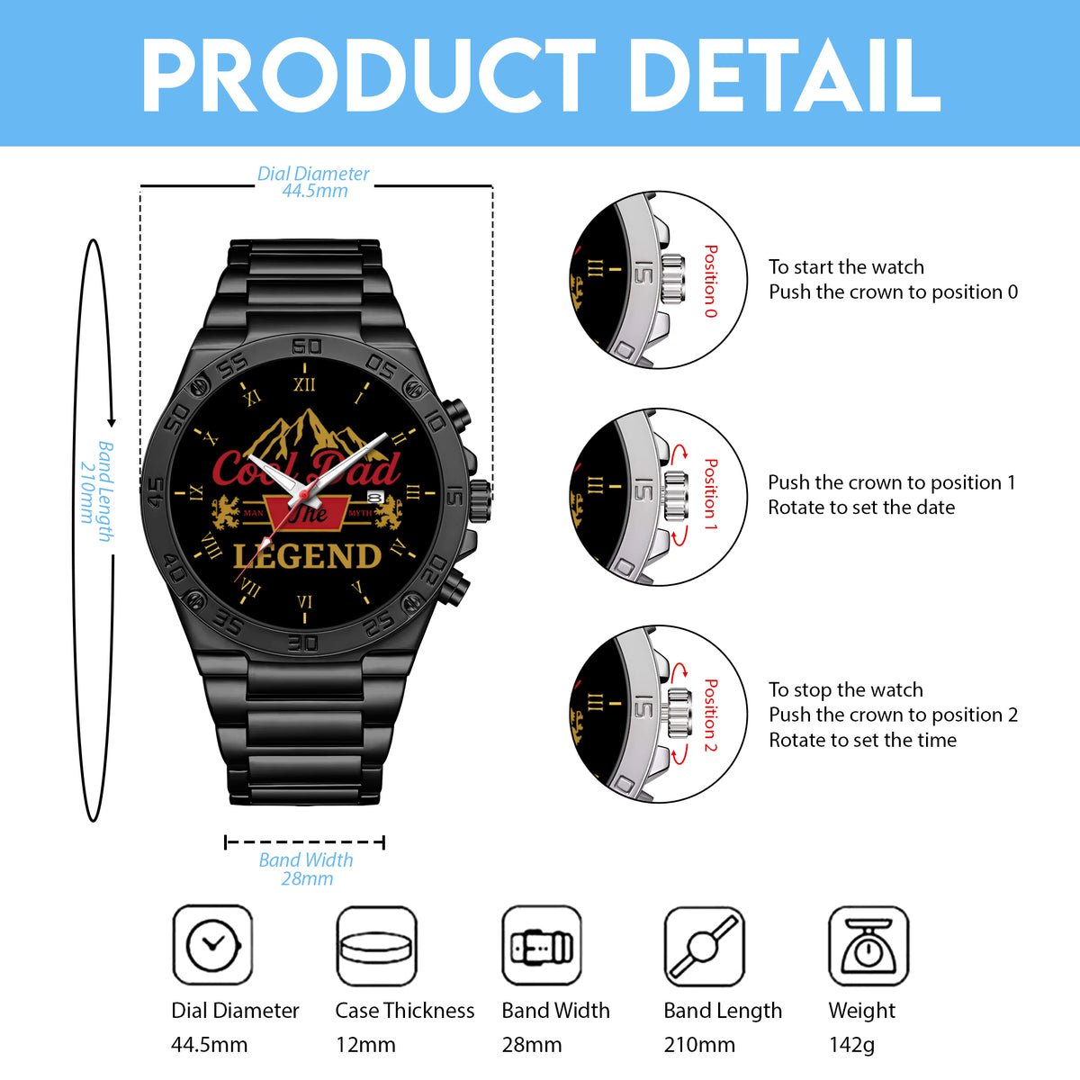 Father's Day Gift For Dad Cool Dad The Man The Myth The Legend Limited Edition Watch