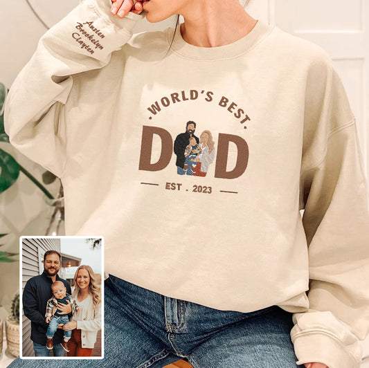 Father's Day World's Best Dad Personalized Embroidered Hoodie Sweatshirt T-Shirt