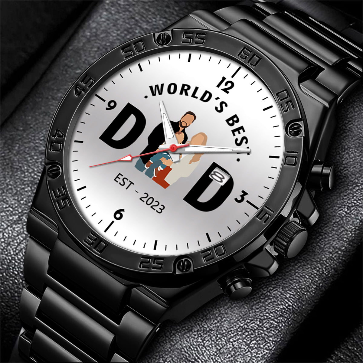 Father's Day Gift For Dad Personalized Alloy World's Best Dad Quartz Watch with Family Photos