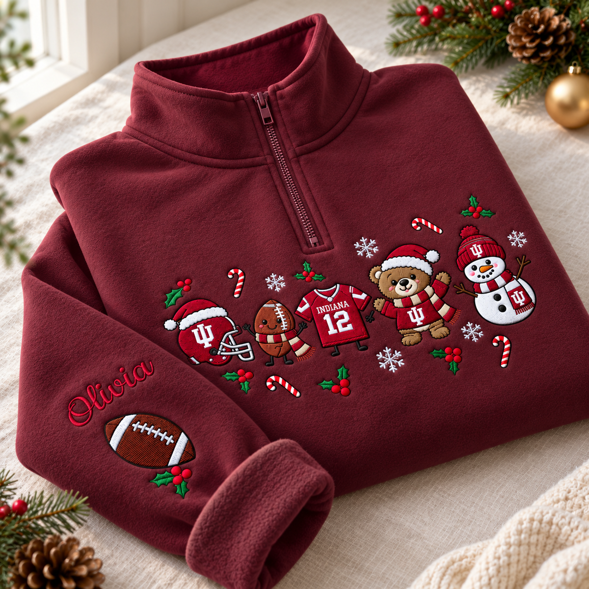 Personalized Embroidered Custom Name Football Team Sweatshirt, Quarter-Zip Sweatshirt