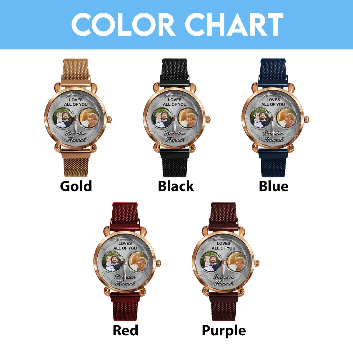 Family Personalized Photos Mesh Strap Quartz Watch