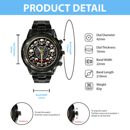 Personalized Halloween Skull Custom Name Quartz Watch