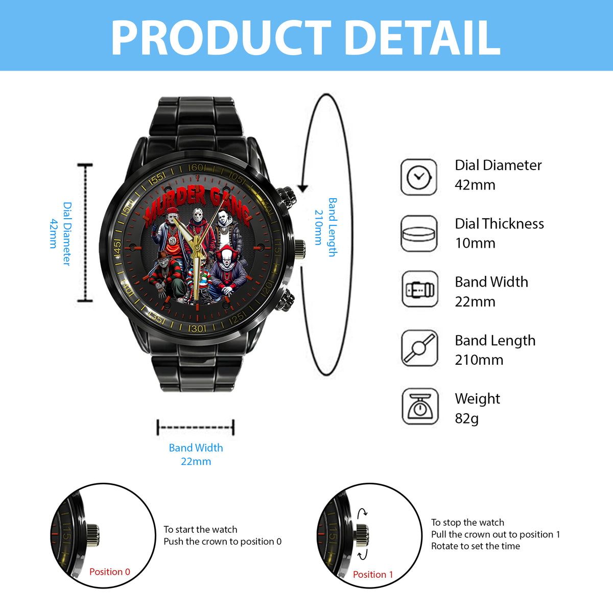 Halloween Horror Movies Murder Gang Personalized Quartz Watch
