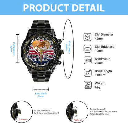 Personalized Family Photo Couple Photo Upload - Custom Stainless Steel Watches - Union Flag Edition
